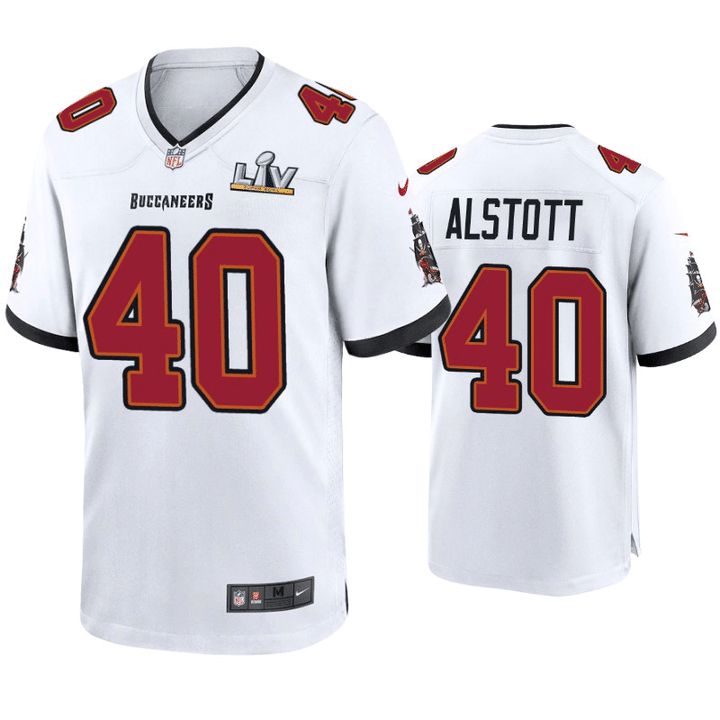 Men Tampa Bay Buccaneers #40 Mike Alstott Nike White Super Bowl LV Game NFL Jersey->tampa bay buccaneers->NFL Jersey